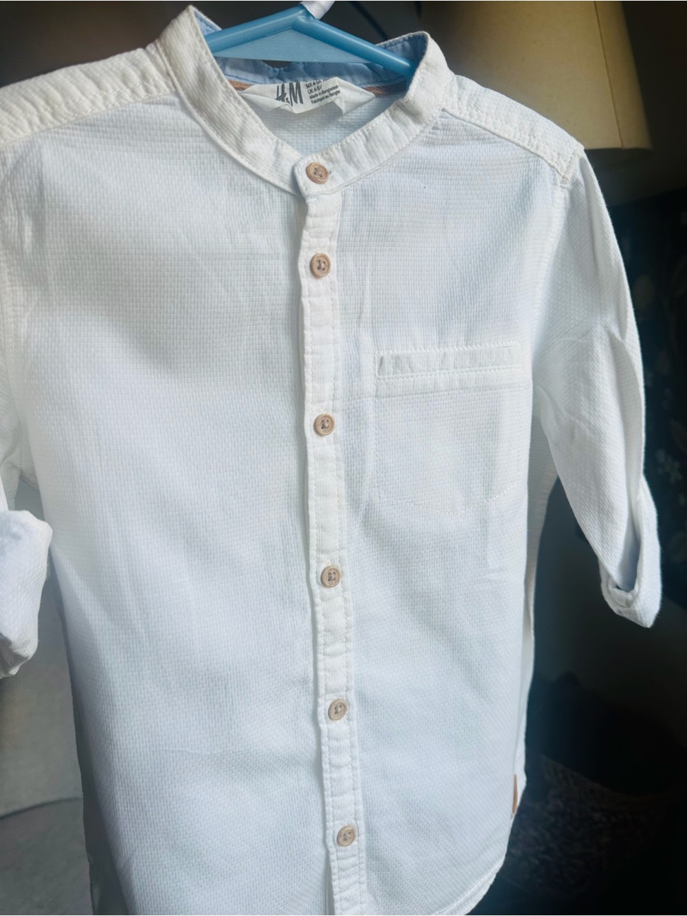 H&M White Mandarin-Collar Button-Down Shirt for boy - Picture 2 of 3